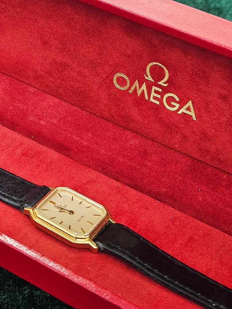 【OMEGA】オメガテヴィル De Ville クォーツゴールド腕時計 箱付！