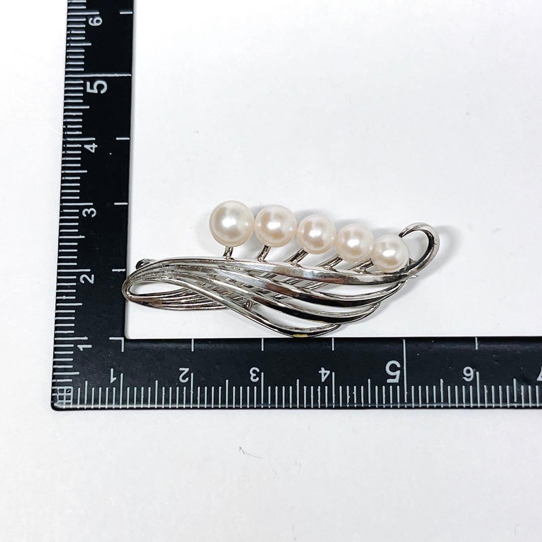 MIKIMOTO ミキモト パール　ブローチ　コサージュ　シルバー　リーフ