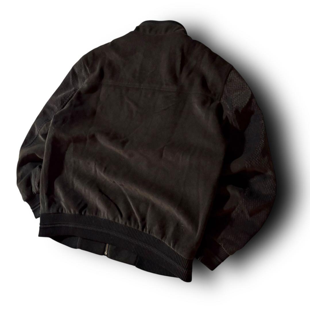 vintage起毛スタンドカラージャケット希少デザインウール調CBOYブラックL