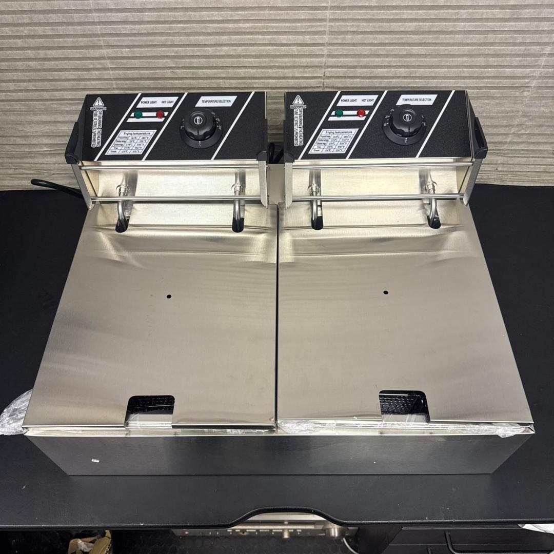 ☆未使用　業務用電気フライヤー　SA020Q　二槽式 12L 大容量　温度調整付