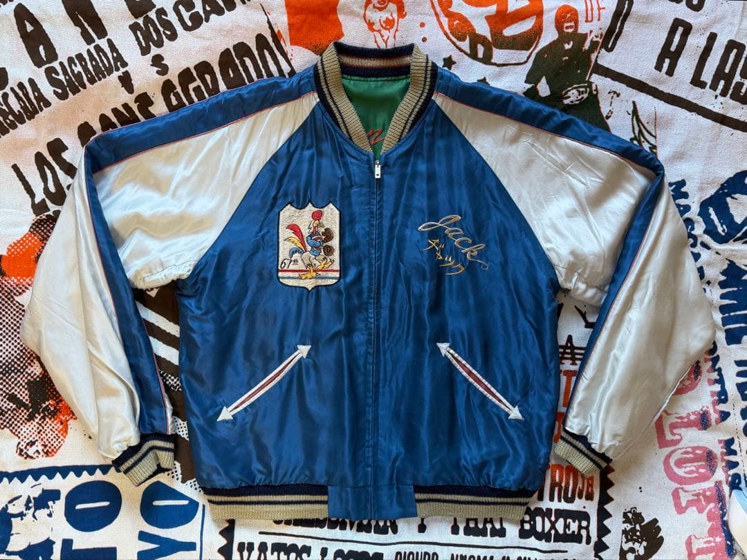 ★美品！テーラー東洋 ファイティングコックス×日本地図 リバーシブルスカジャンL