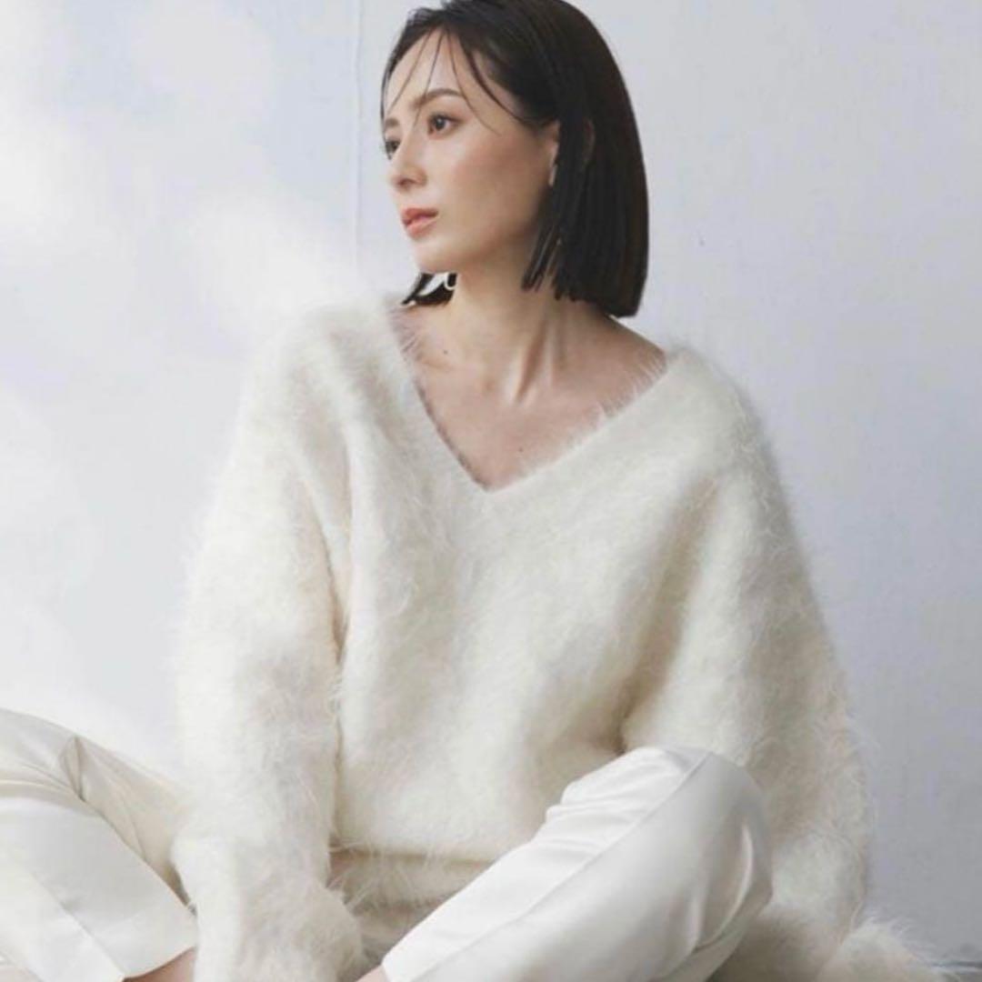 ánuansアニュアンススーリーアルパカニットプルオーバーアイボリーIvory