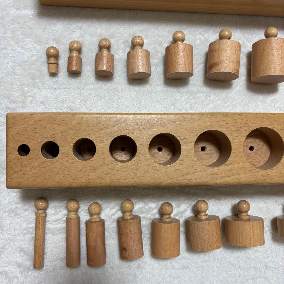 モンテッソーリ ピンクタワー　はめ込み円柱　茶色い階段　感覚教具　まとめ売り