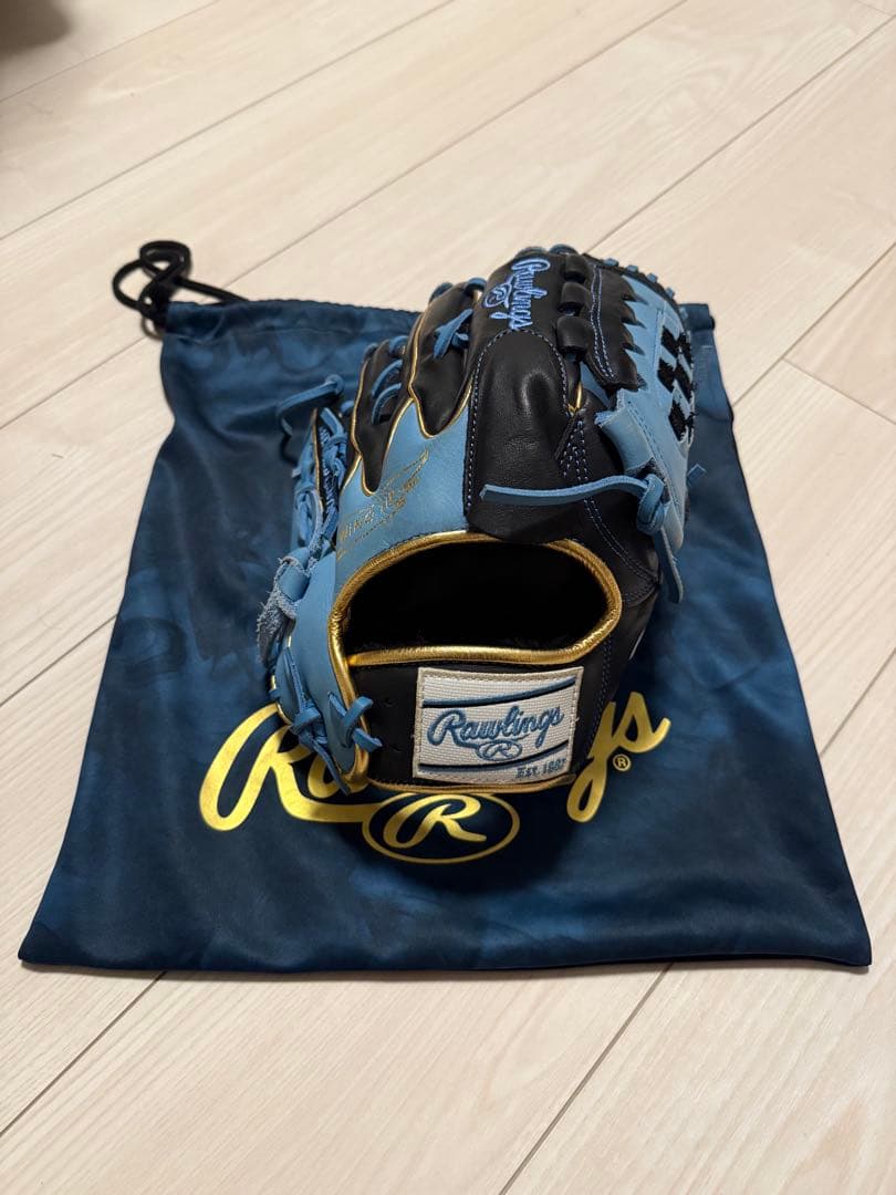 Rawlings 軟式グローブ 青/黒 収納袋付き