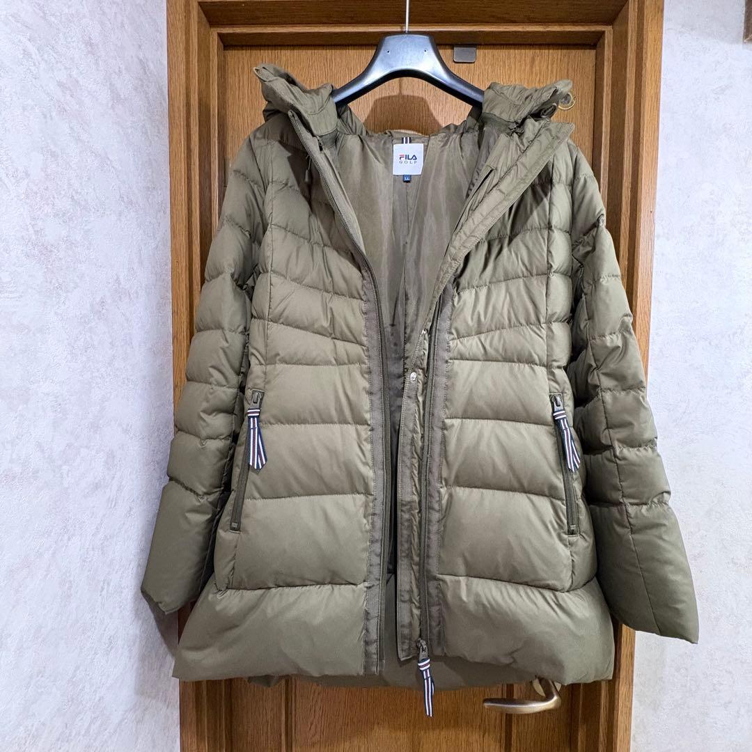 美品FILA GOLF フード取り外し可2wayダウンジャケット　カーキ　L L