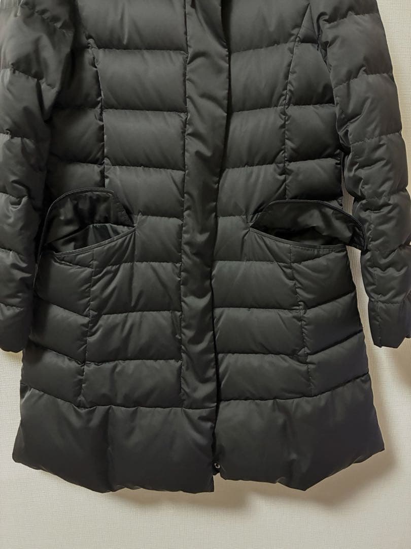 【自由区】ロングダウンコート　ショールカラー　黒　　女優襟　軽量　洗える　40