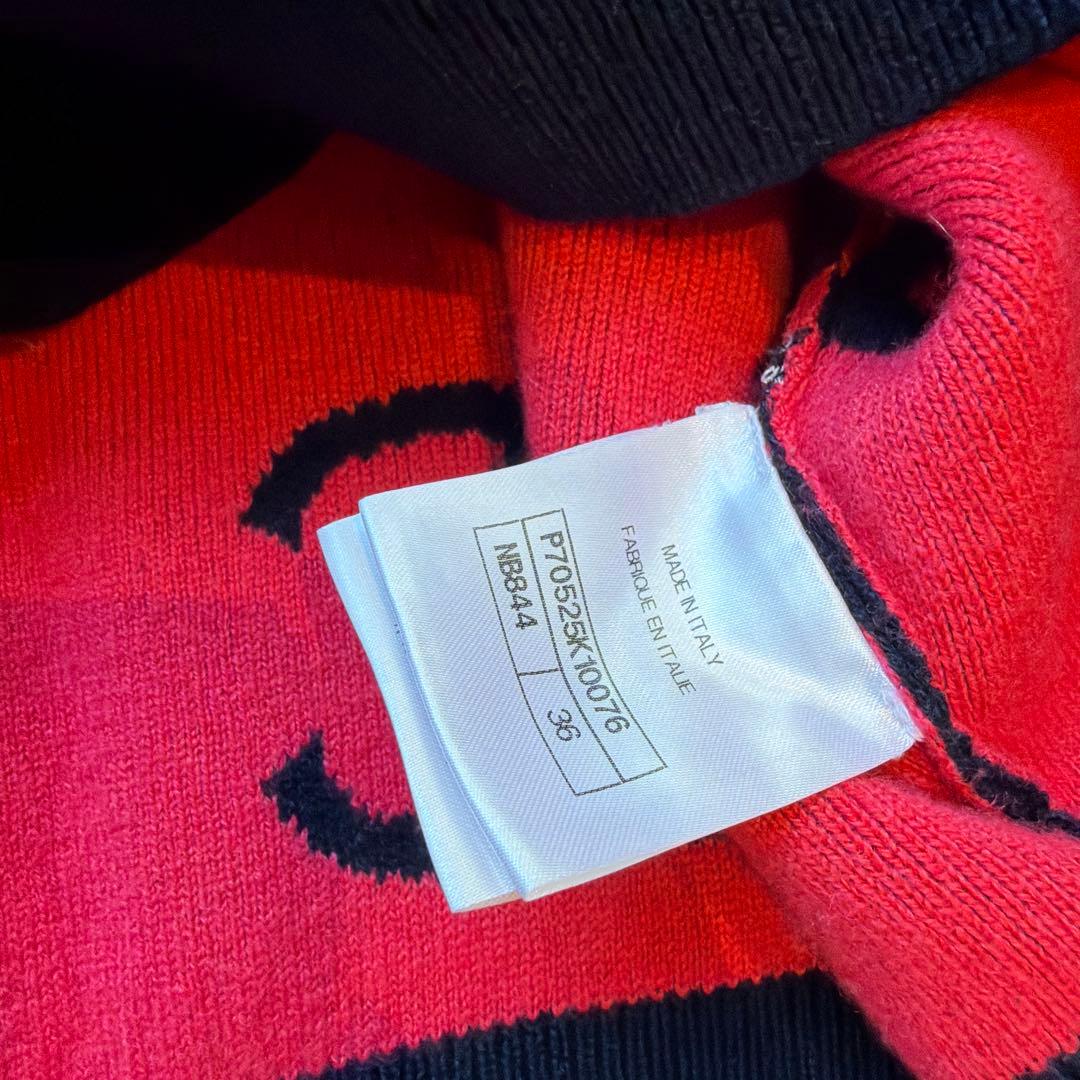 CHANEL ロゴセーター ネイビー/レッド 36