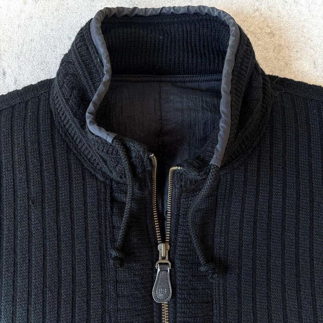 90s ピアスポーツ ウール ナイロン切り替え ドライバーズニット ジャケット