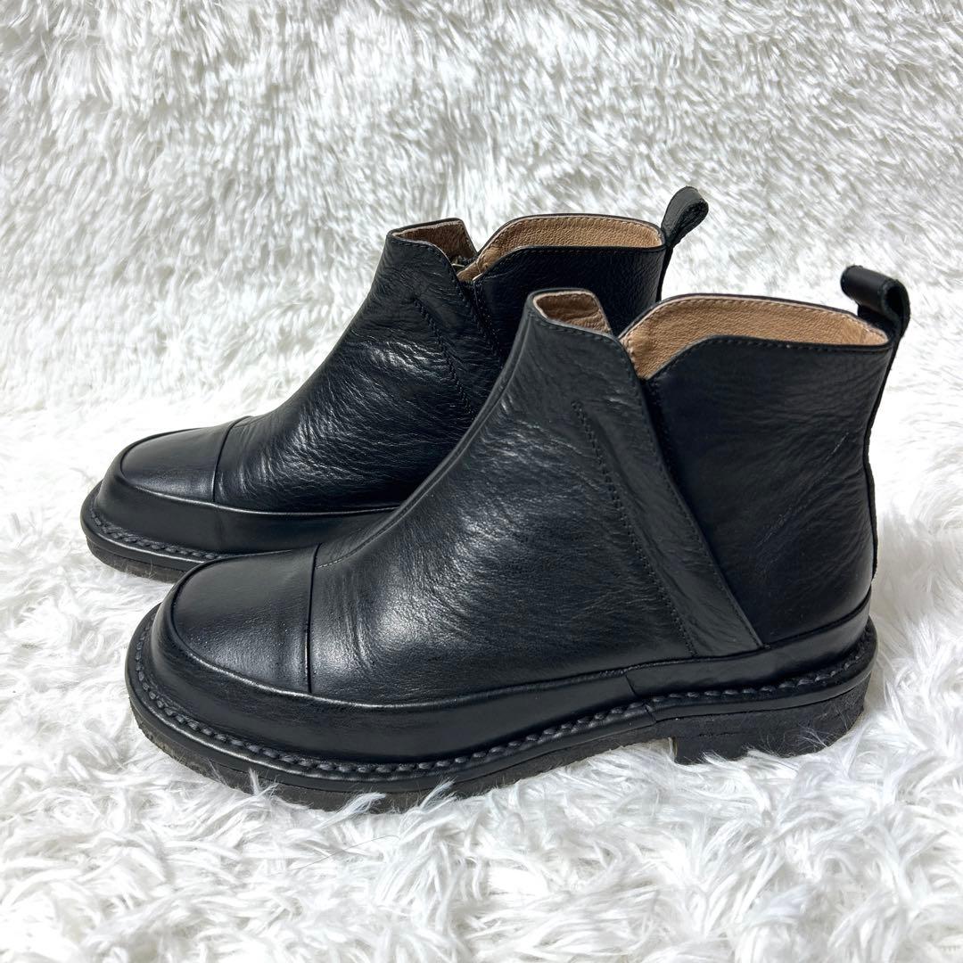 【未使用品】SAYA 撥水加工レザーショートブーツ ダブルジップ 24cm