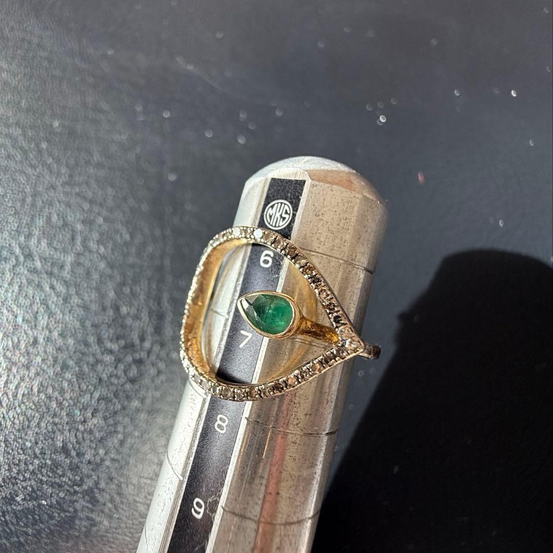 lotus エメラルドフラワーダイヤモンドリング　7号