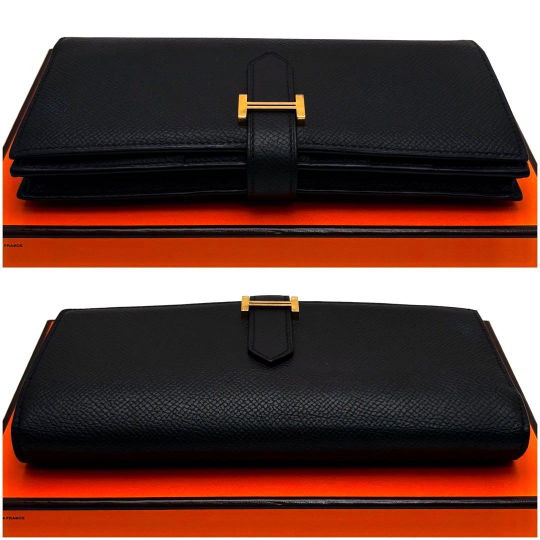 HERMES エルメス べアン スフレ 長財布 黒 ブラック ゴールド金具