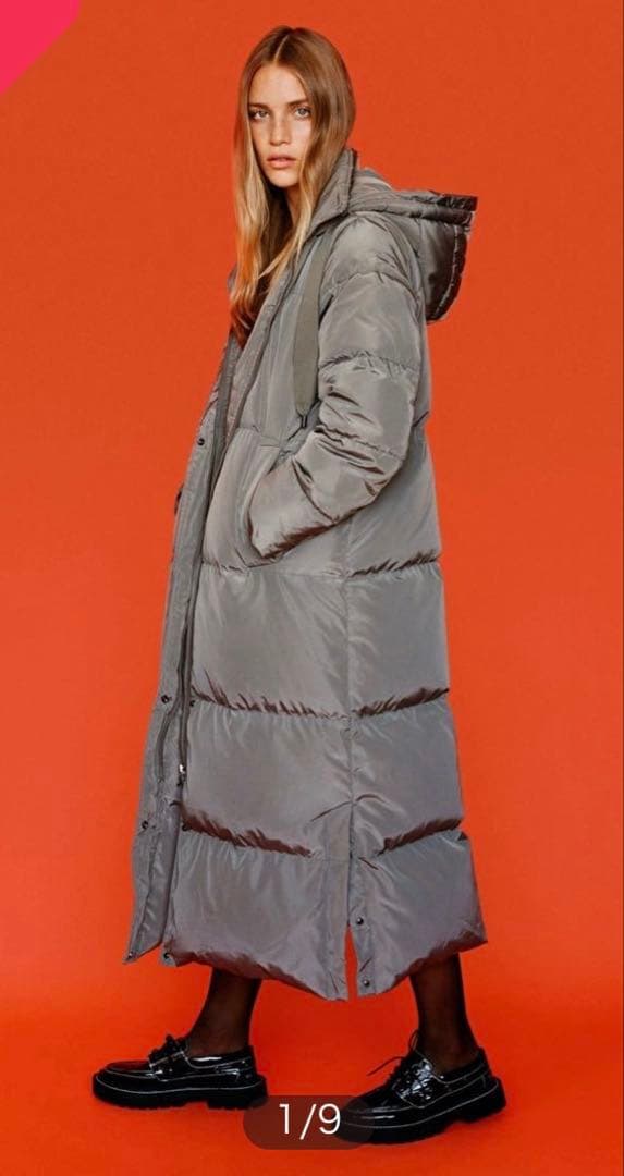 【極美品】ZARA ウォーター＆ウィンドプロテクションフード ロングダウンコート