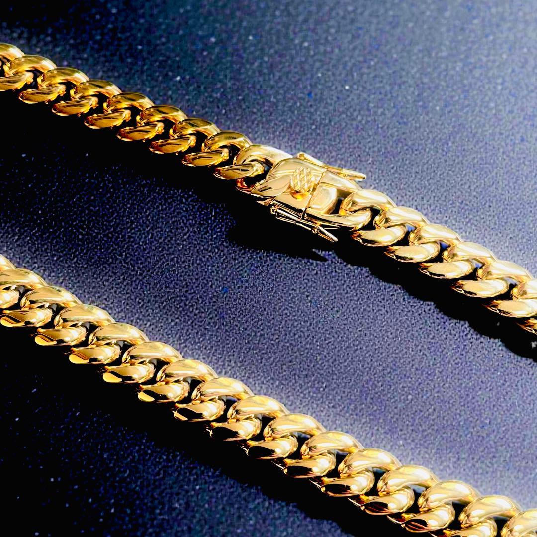 喜平ネックレス 50cm 幅14mm 18K刻印 ステンレス ゴールドチェーン