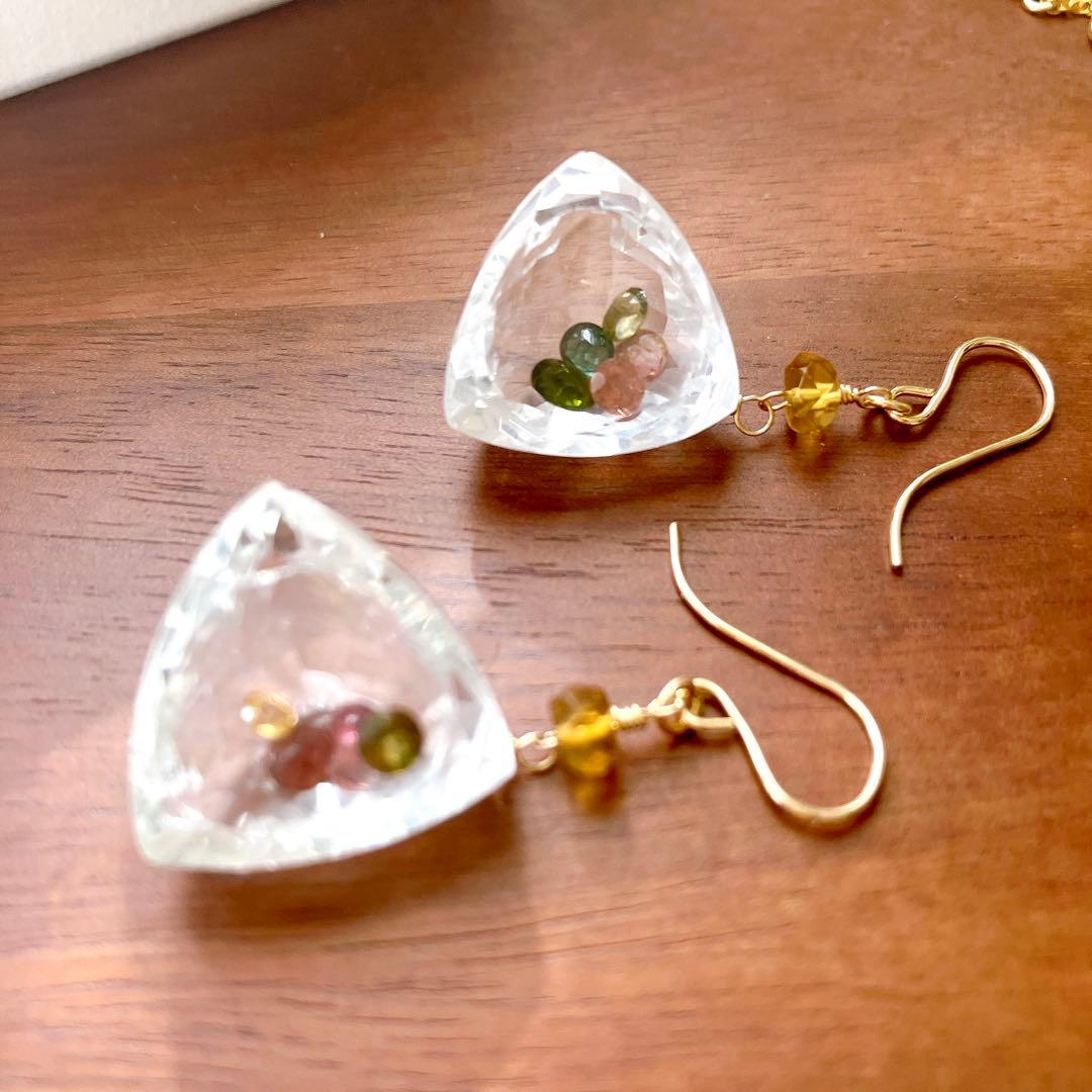 マルモ◆一点物✧水晶×マルチカラートルマリン ジュエリーボックスピアス