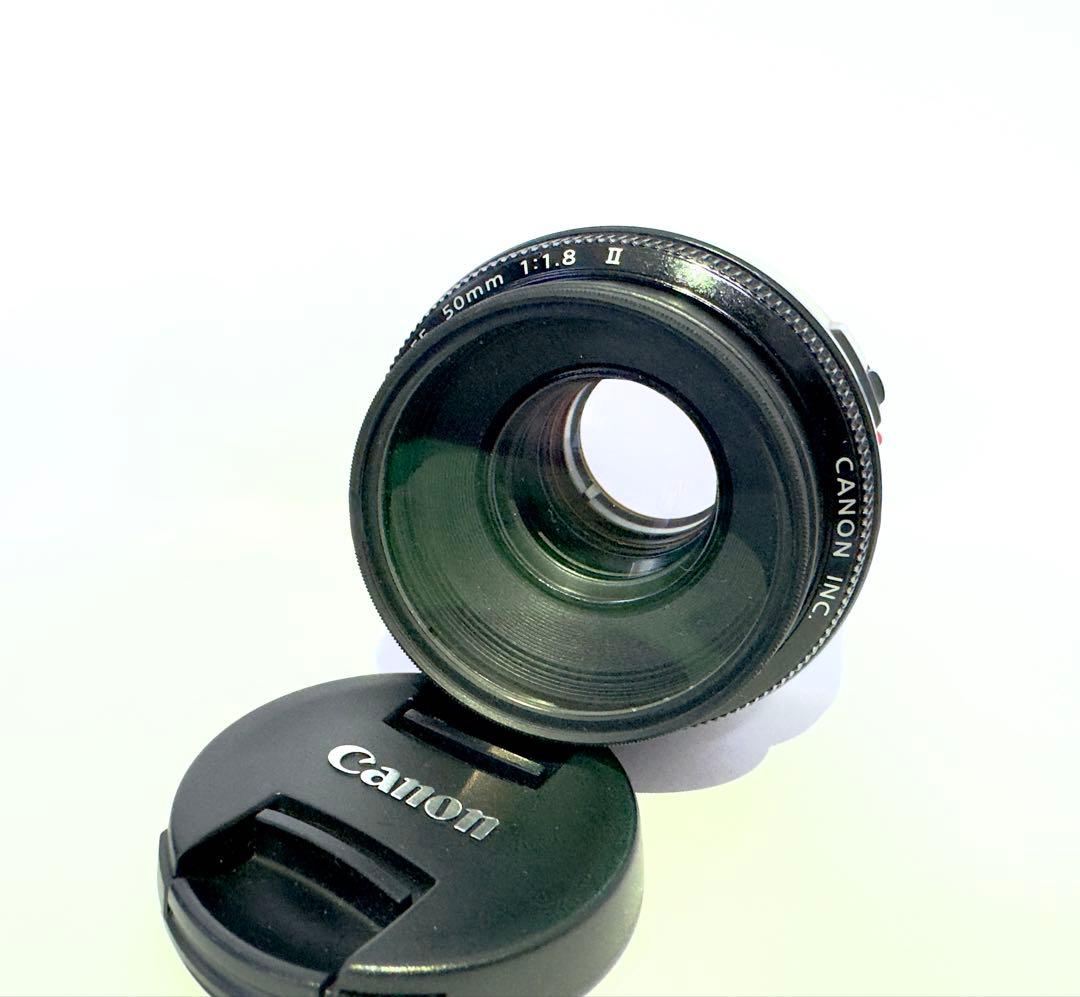 Canon EF 50mm F1.8II 単焦点 美品 動作良好前後キャップ付き