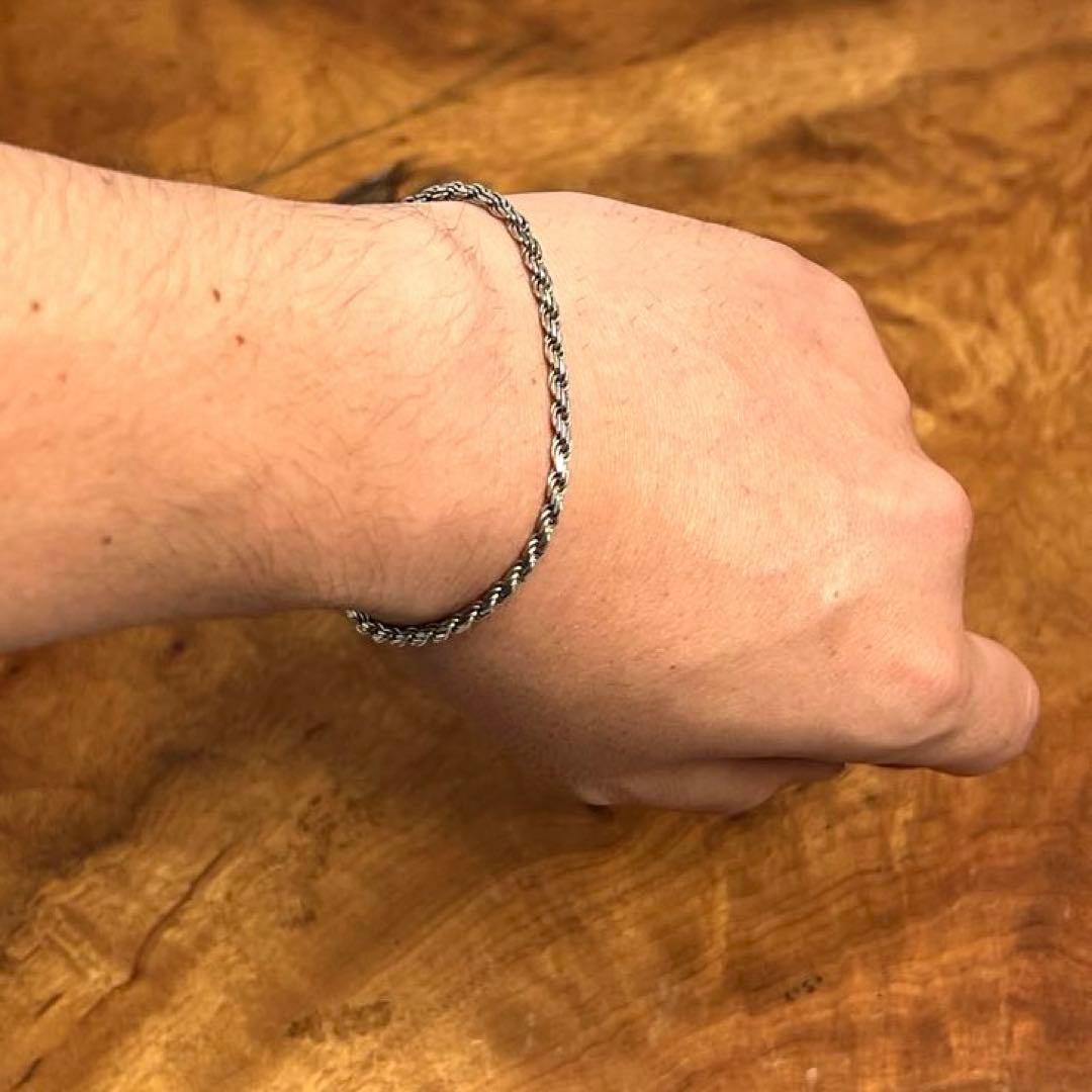 イタリア ヴィンテージ シルバー ツイスト チェーン ブレスレット 925