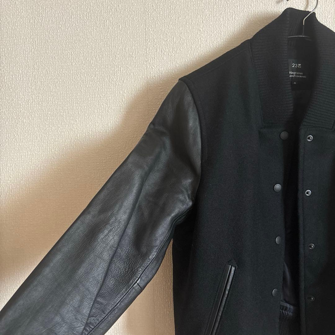 23区L オンワード　袖ラムレザーコンビ　スタジャン　46 未使用に近い