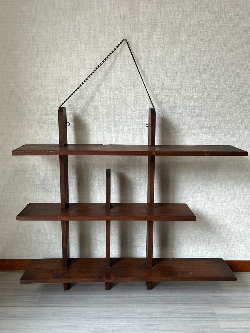 ヴィンテージ　木製飾り棚　ウォールシェルフ　壁掛け　アンティーク　古道具　レトロ