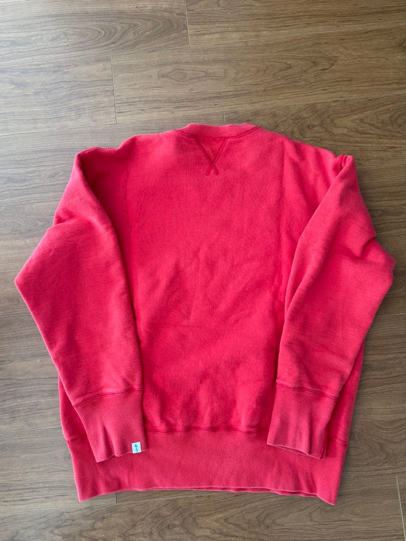 ループウィラー ビームスプラス レッド クルーネック スウェット