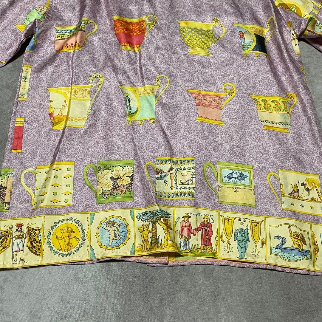 希少　グッチ　GUCCI （40） マグカップ柄シャツ　総柄　シルク100%