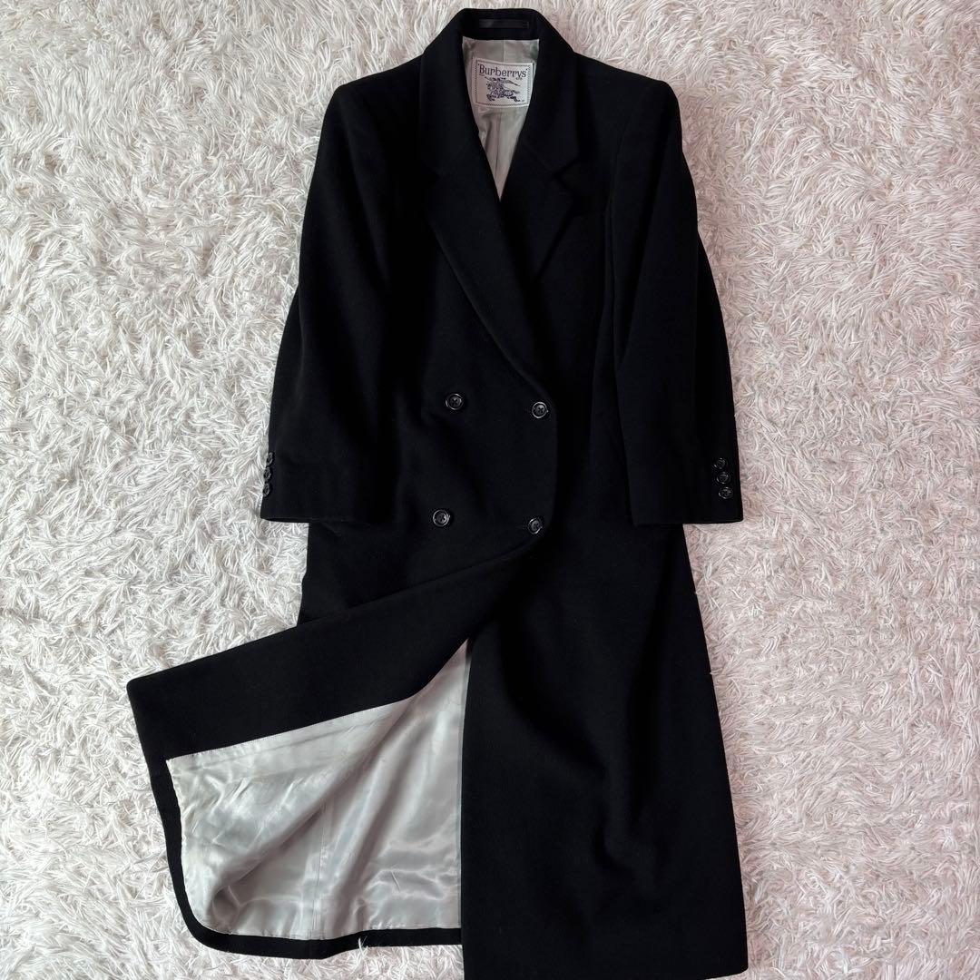 ✨カシミヤ✨バーバリー チェスターコート ダブルブレスト マキシ丈 白タグ 黒