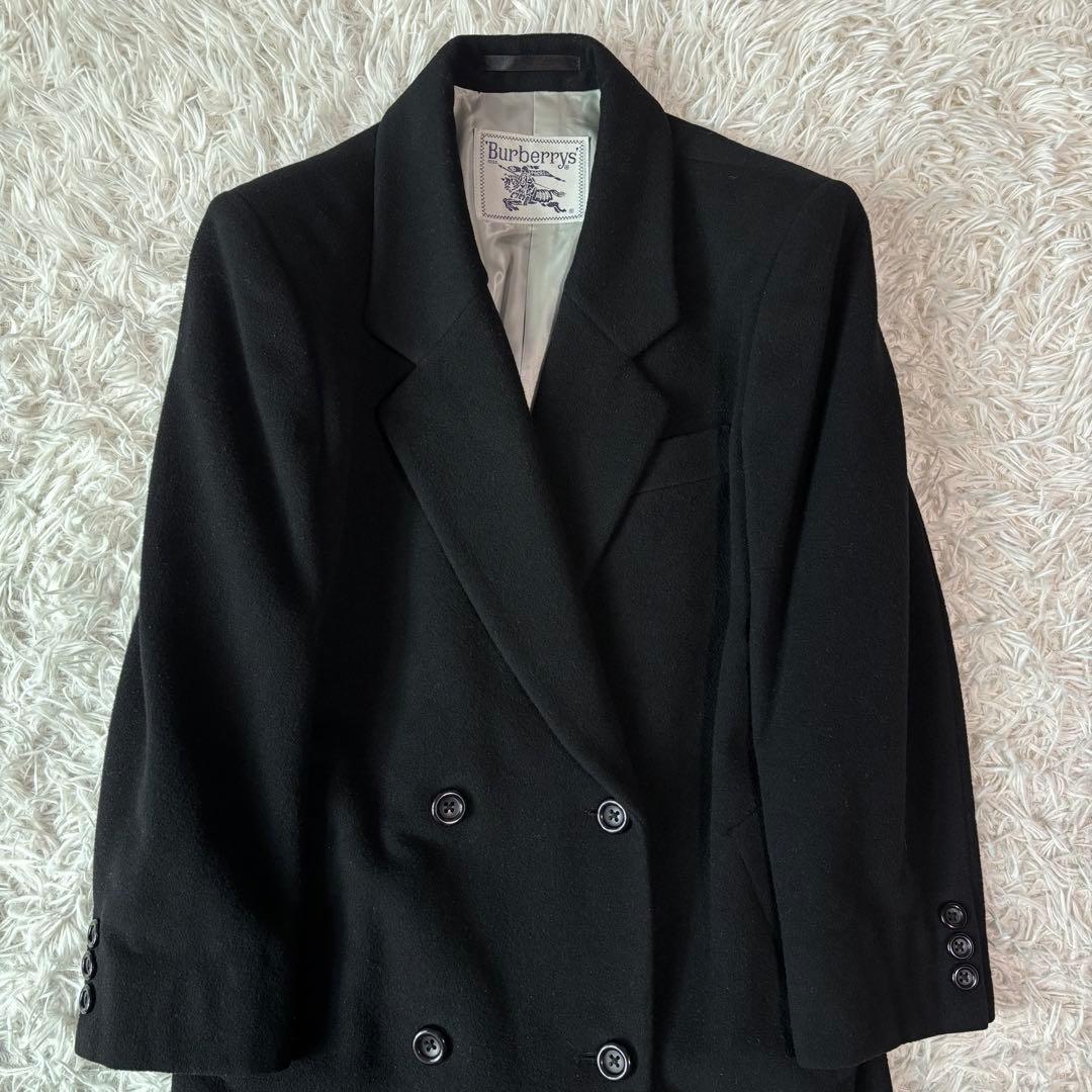 ✨カシミヤ✨バーバリー チェスターコート ダブルブレスト マキシ丈 白タグ 黒