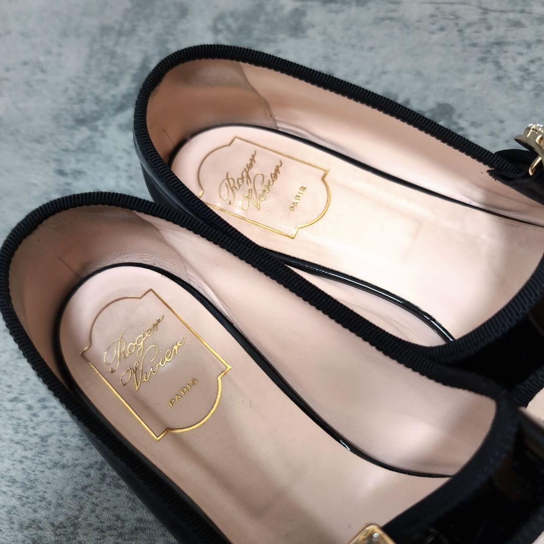 ロジェヴィヴィエ ブロッシュヴィヴィエ ビジュー パンプス 黒 39.5 箱付