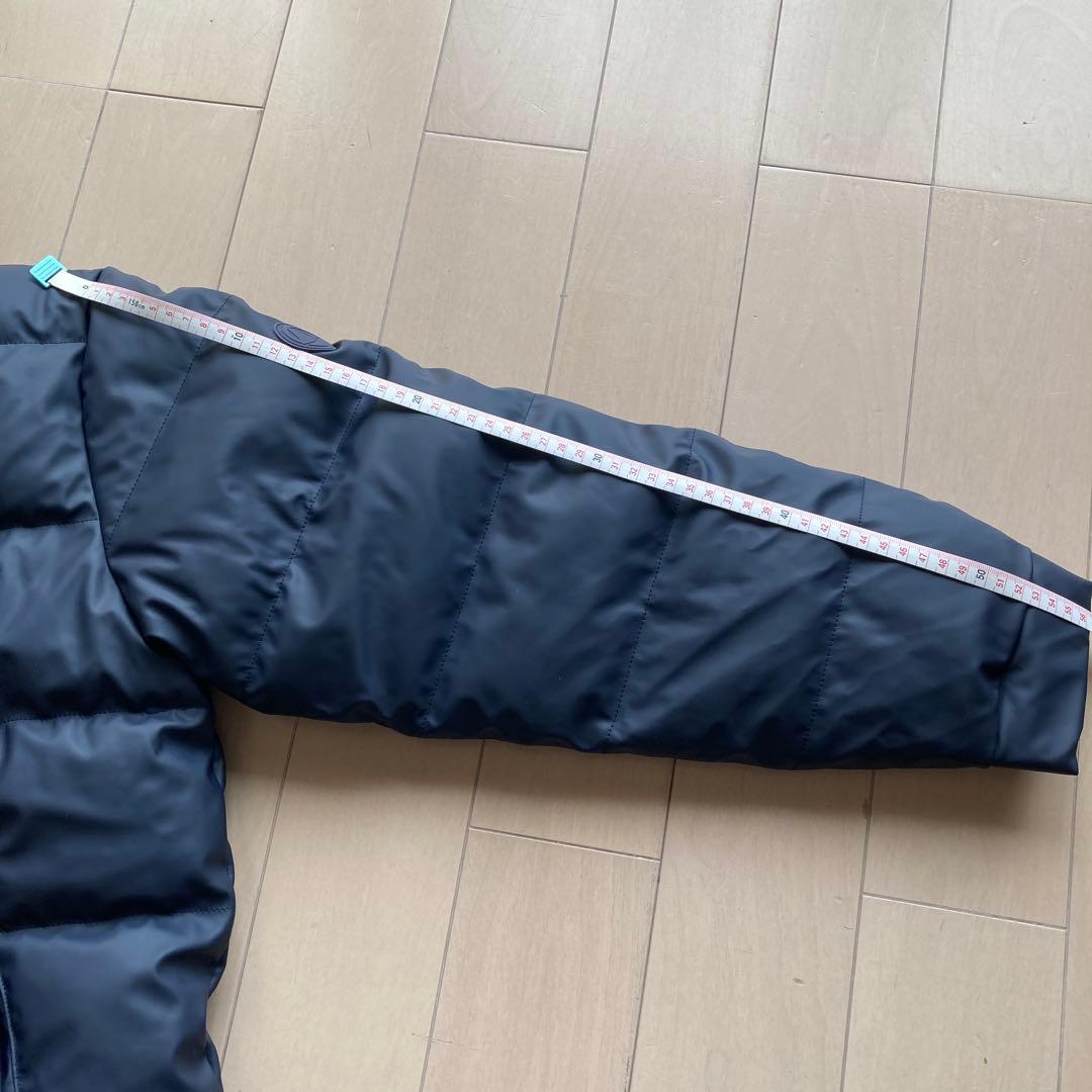 ネイビー ダウンジャケット ストライプ裏地