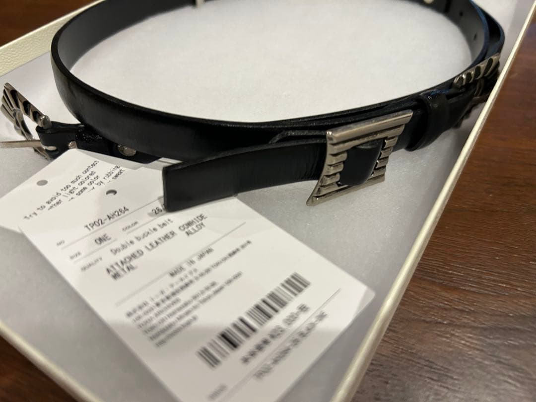 TOGA PULLAブラックレザーベルト ダブルバックルベルト トガ　プルラ