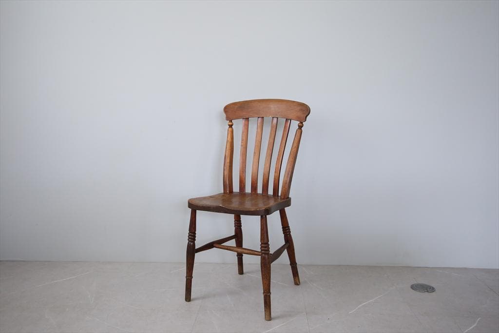 英国アンティーク木製キッチンチェア/ダイニングイス椅子/飾り棚(89-227-1