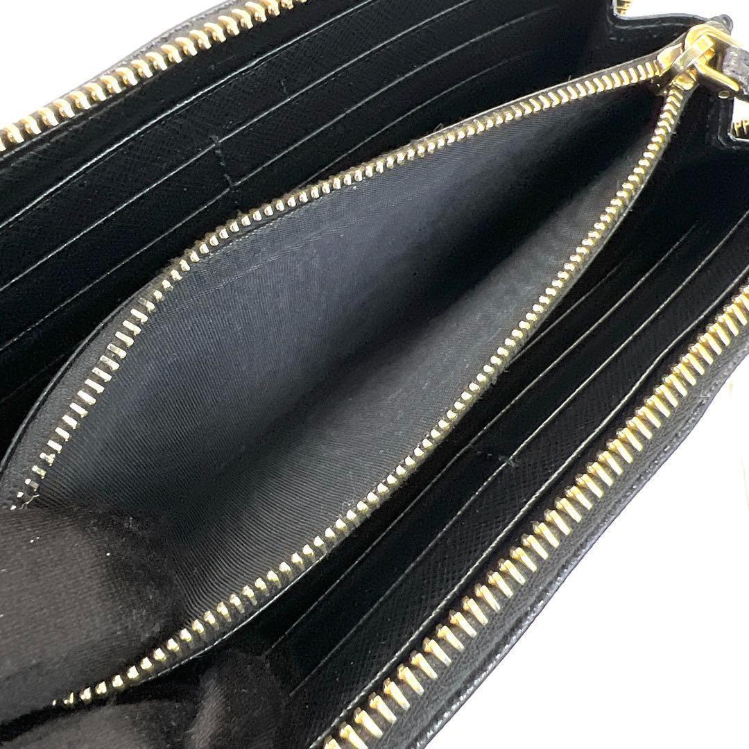 訳あり★プラダ PRADA 長財布 ラウンドファスナー サフィアーノ ブラック