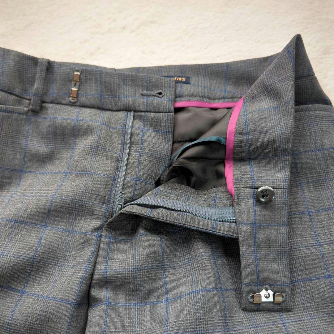 美品☆ HILTON Super 110 グレー チェック柄 パンツスーツ L