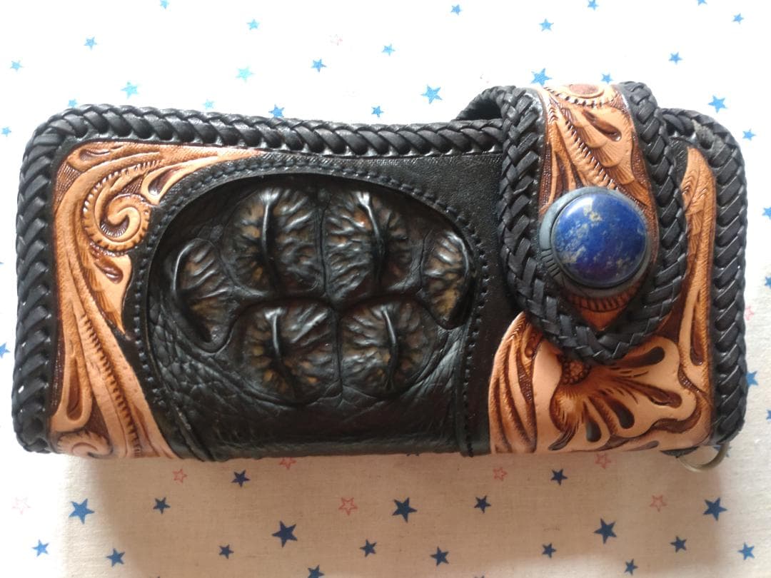 【JIMMY】未使用！ラプスラズリ付きクロコダイルコブ付き長財布