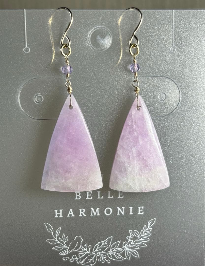 クンツァイト ＆アメジストのピアス　14kgf