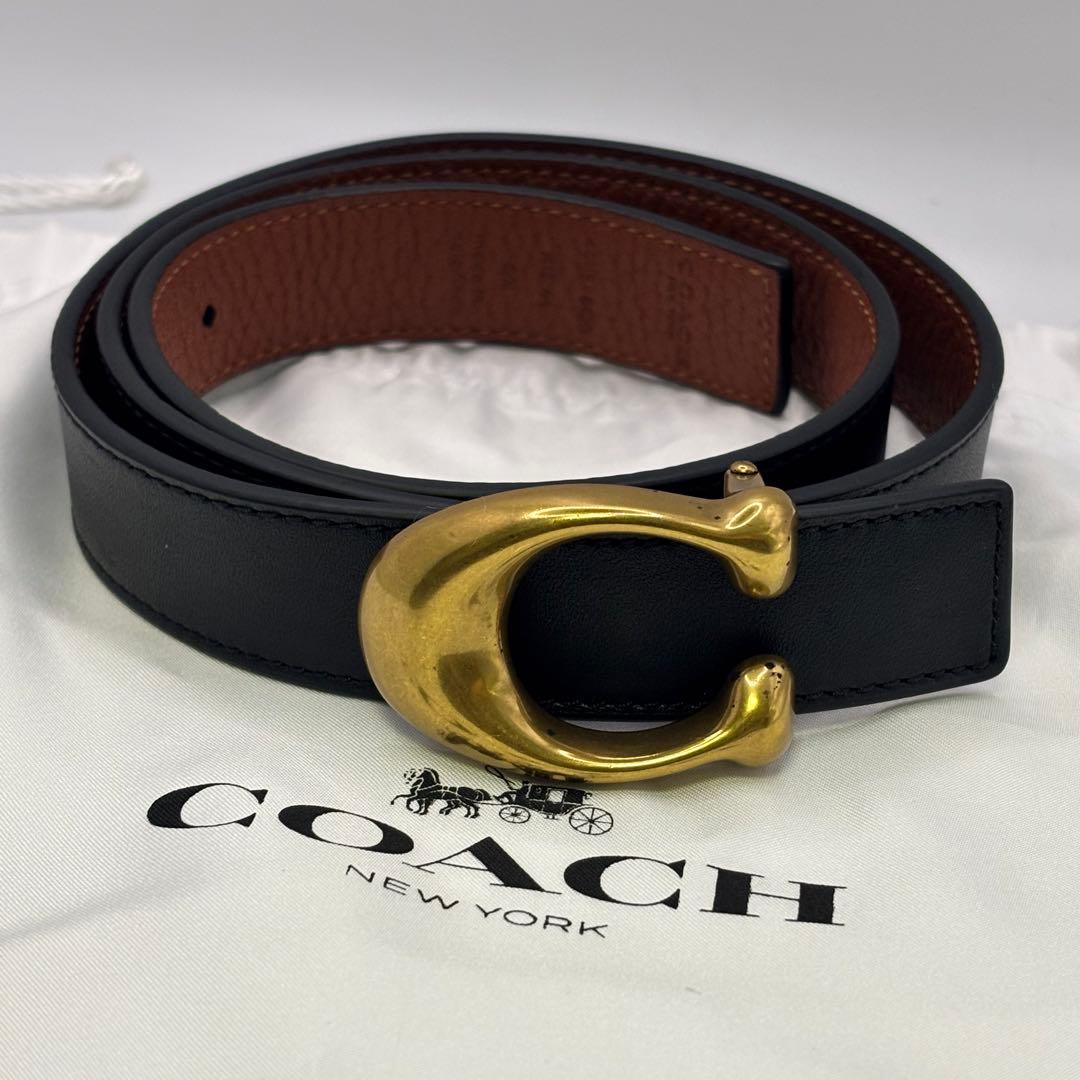 【未使用】coach☆Cバックルリバーシブルベルト 黒＆茶
