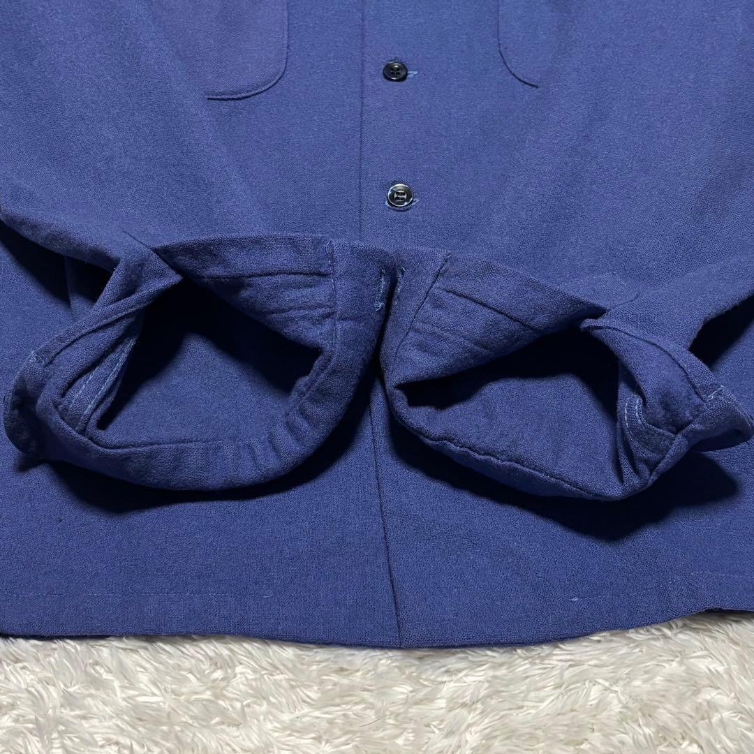 希少 70s ペンドルトン USA製 ボードシャツ 単色 無地 開襟 ネイビー