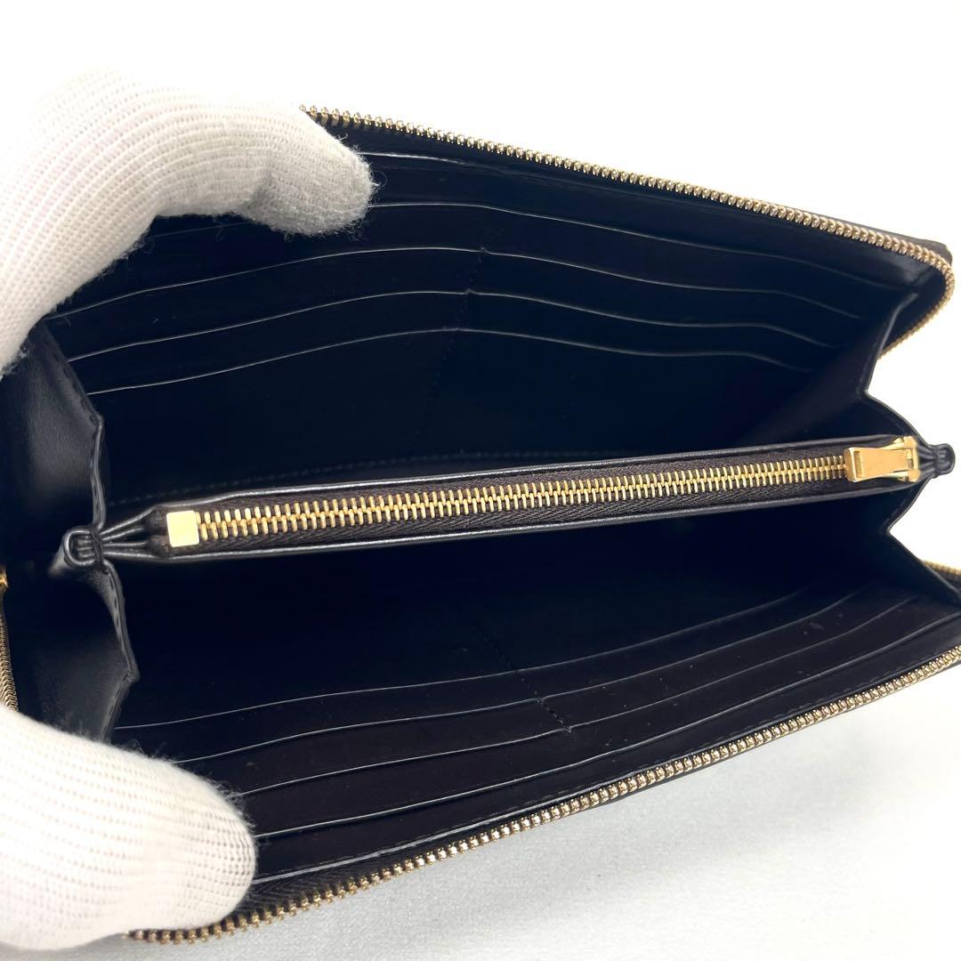 ボッテガヴェネタ　長財布　カセット　ラウンドファスナー　本革　ダークブラウン