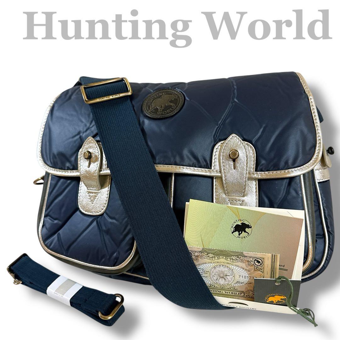 未使用級　レア濃紺　ハンティングワールド　メッセンジャーバッグ　バチュークロス
