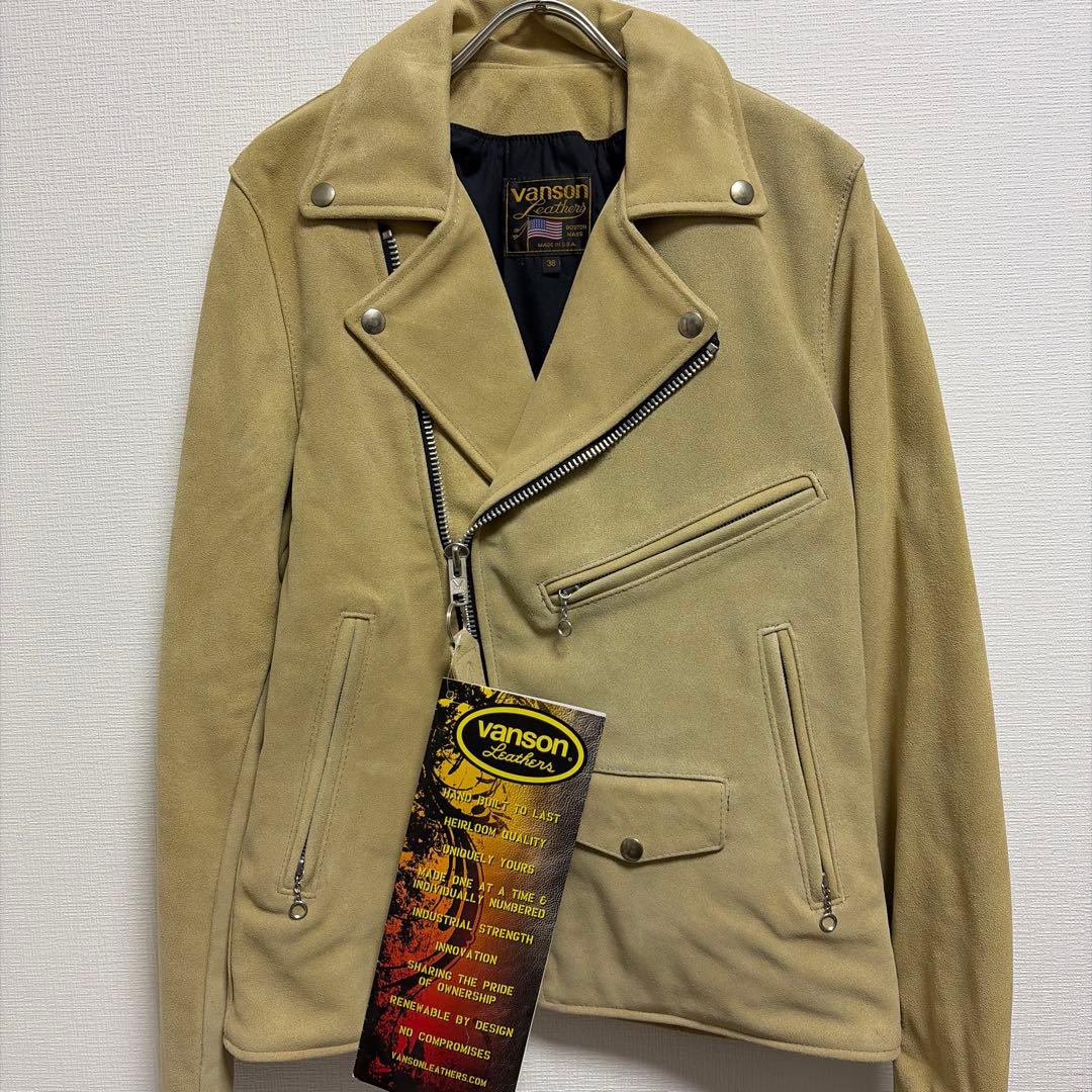 未使用バンソン vanson C2R 36ベージュスエードライダースカスタム