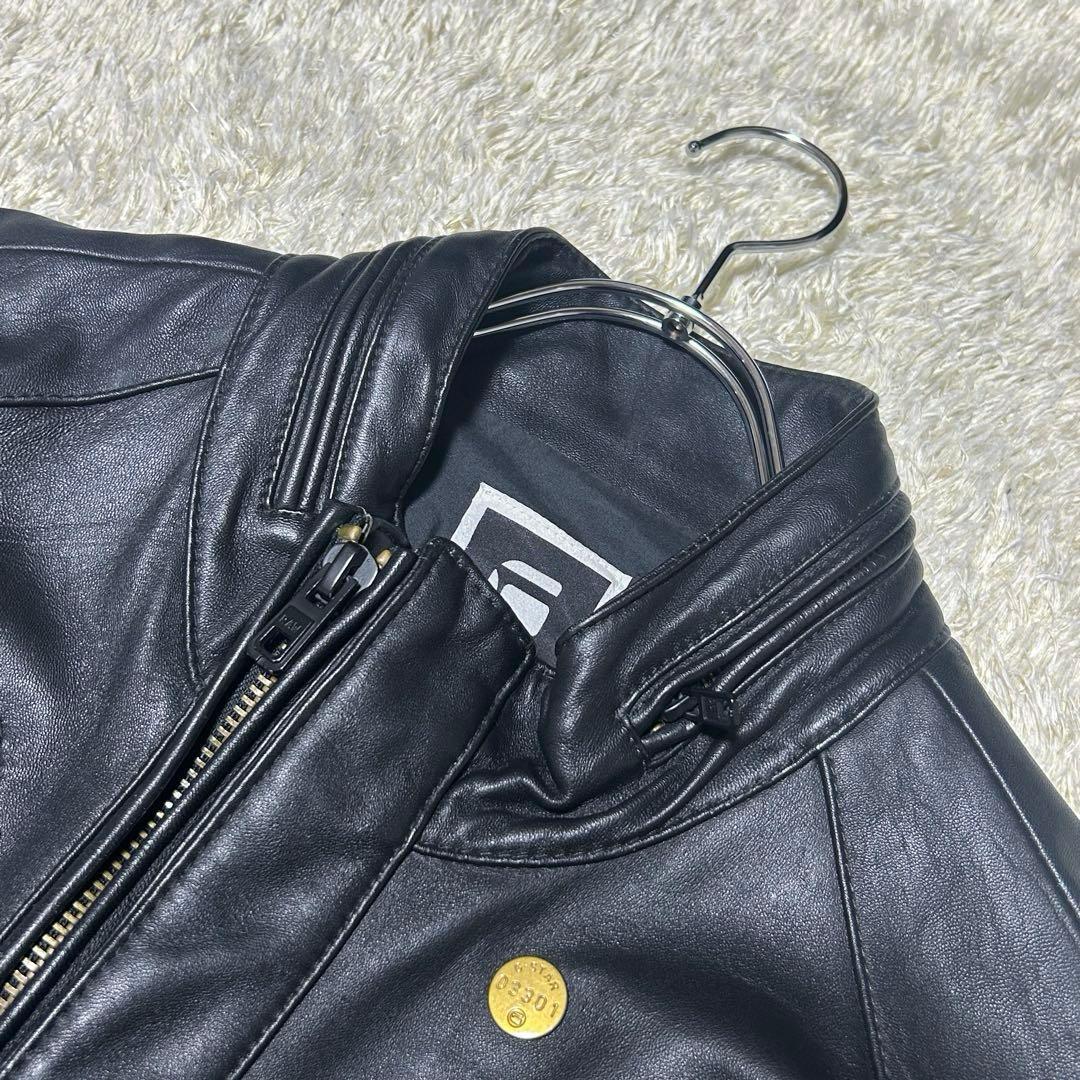 【超希少3L 牛革】ジースターロウ　レザージャケット　ライダース　刺繍　ロゴ金具