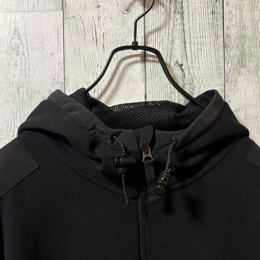 ポロラルフローレン　刺繍ロゴ　ジップパーカー　素材切替デザイン　黒　L