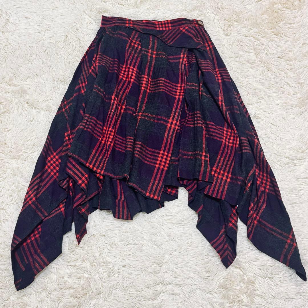 ヴィヴィアンウエストウッド アシメ変形 チェック柄 スカート オーブボタン
