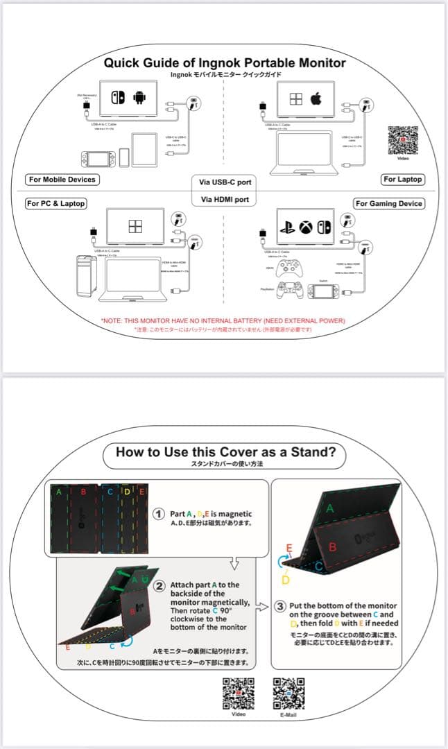 Ingknok 18.5インチモバイルモニターFHDポータブルモニター新品未使用
