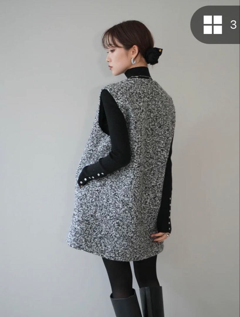 【新品未使用】Lumier リュミエ　ミックスループヤーンニットミニワンピース