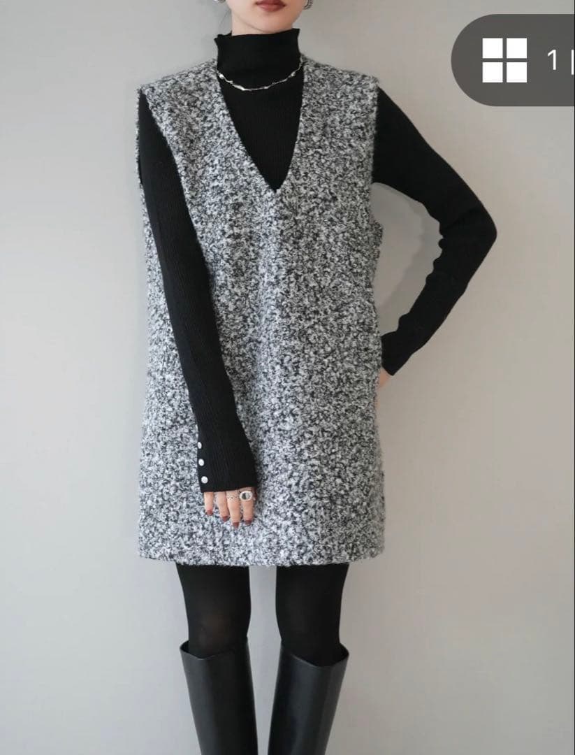 【新品未使用】Lumier リュミエ　ミックスループヤーンニットミニワンピース