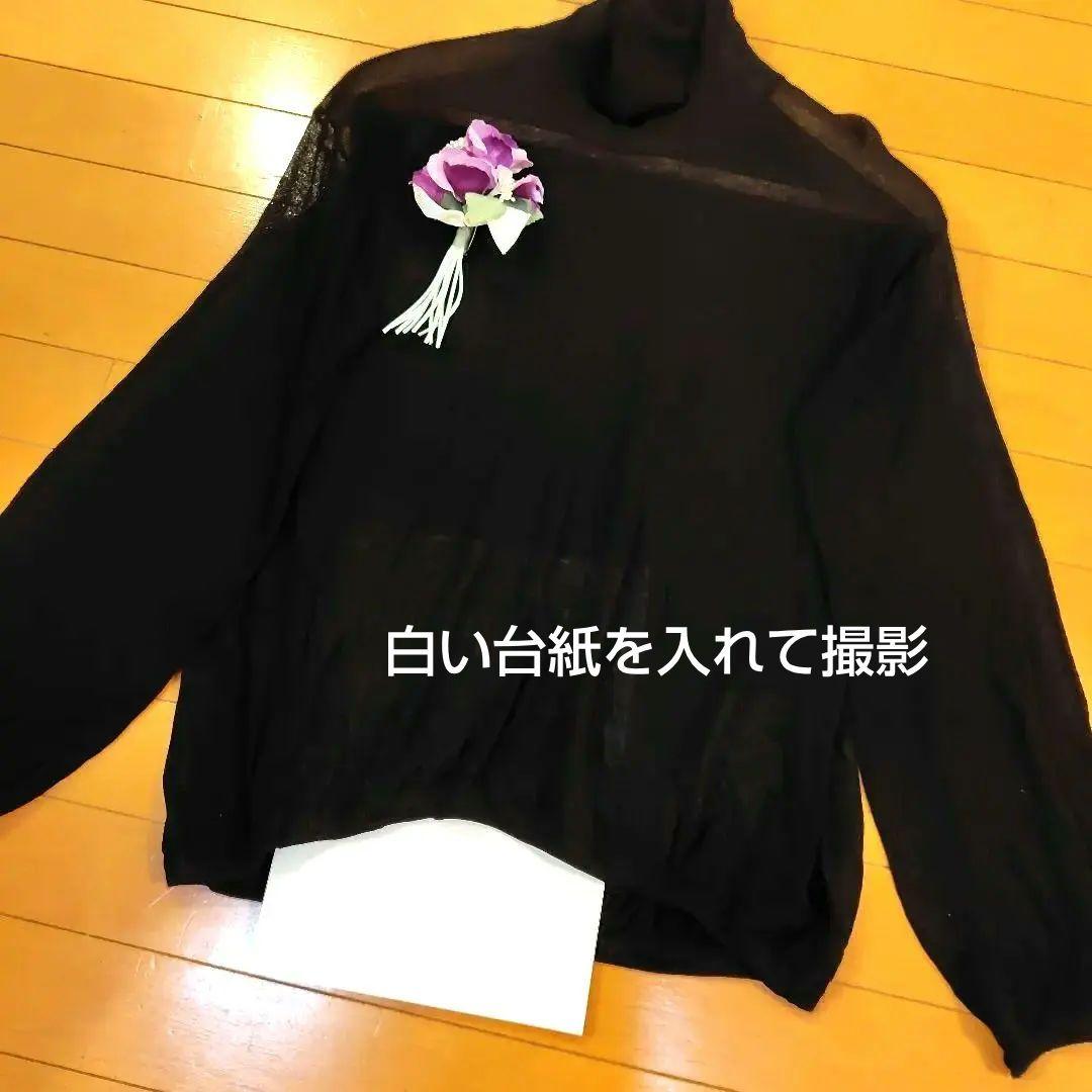 専用レリアン近年モデル 薄手 シアー感黒長袖ニットプルオーバートップス11L