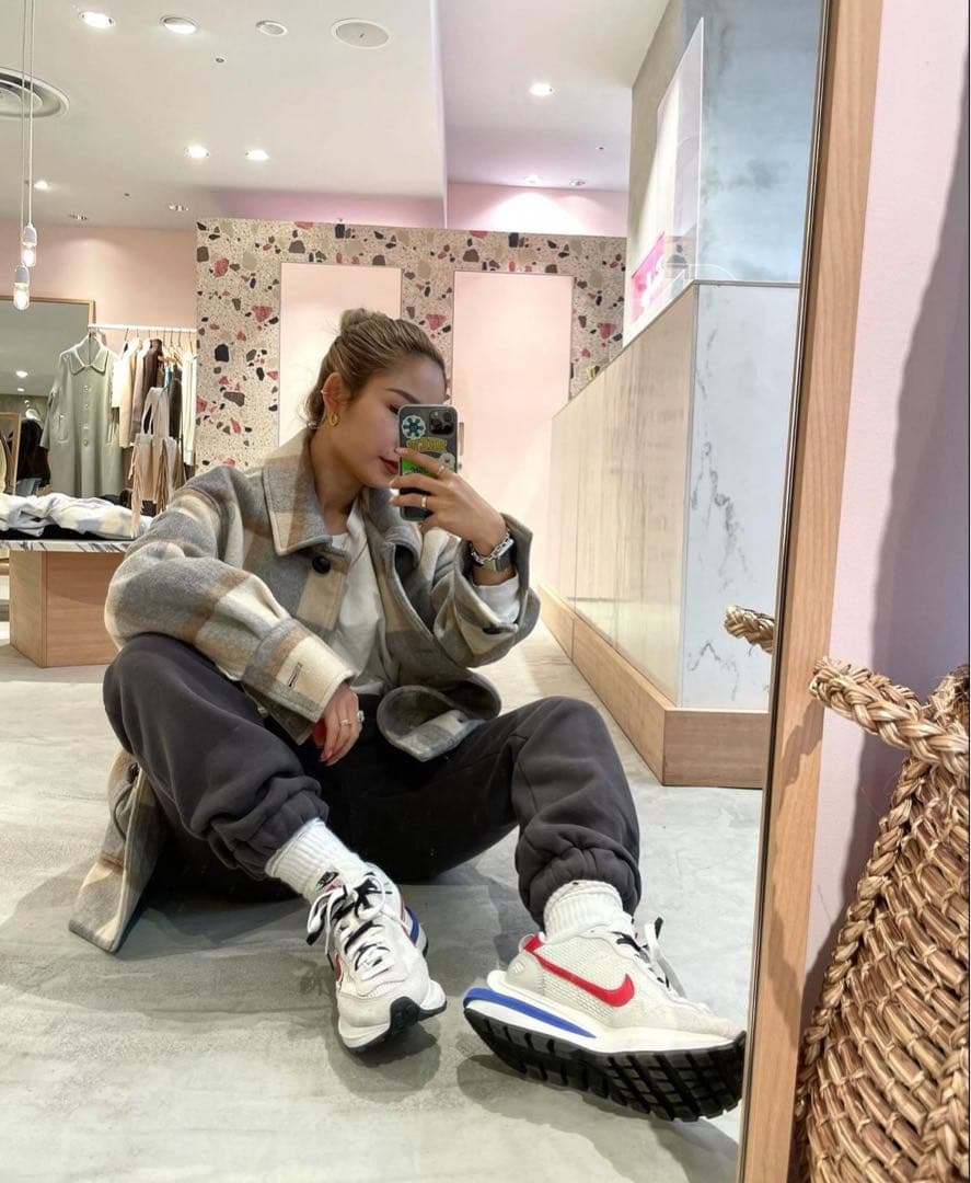 WOOLチェックMIDIUMコート