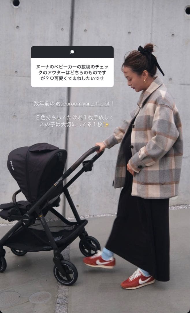 WOOLチェックMIDIUMコート