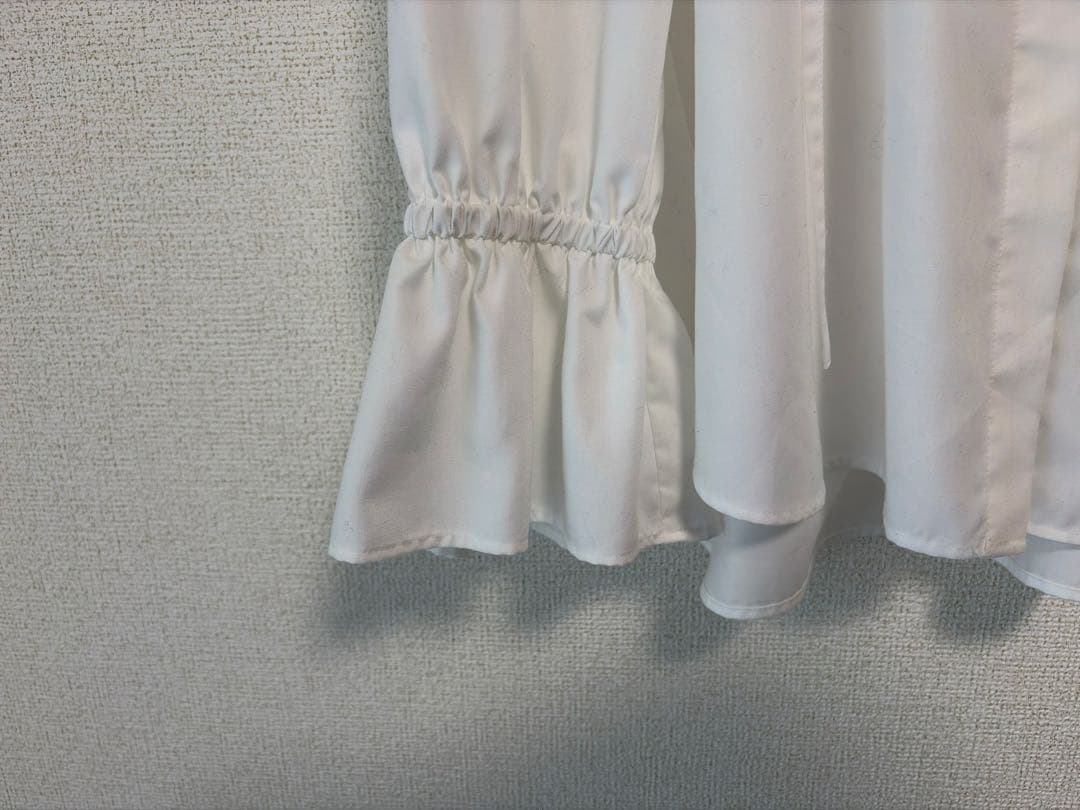 UNITED ARROWS フリルカラー フレア袖ブラウス ホワイト FREE