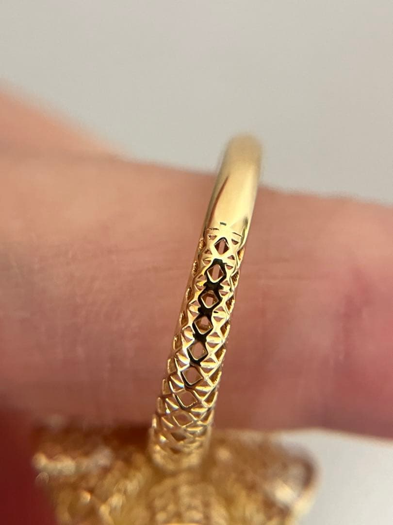 新品K18YGアコヤパール8mmフラワーリング指輪